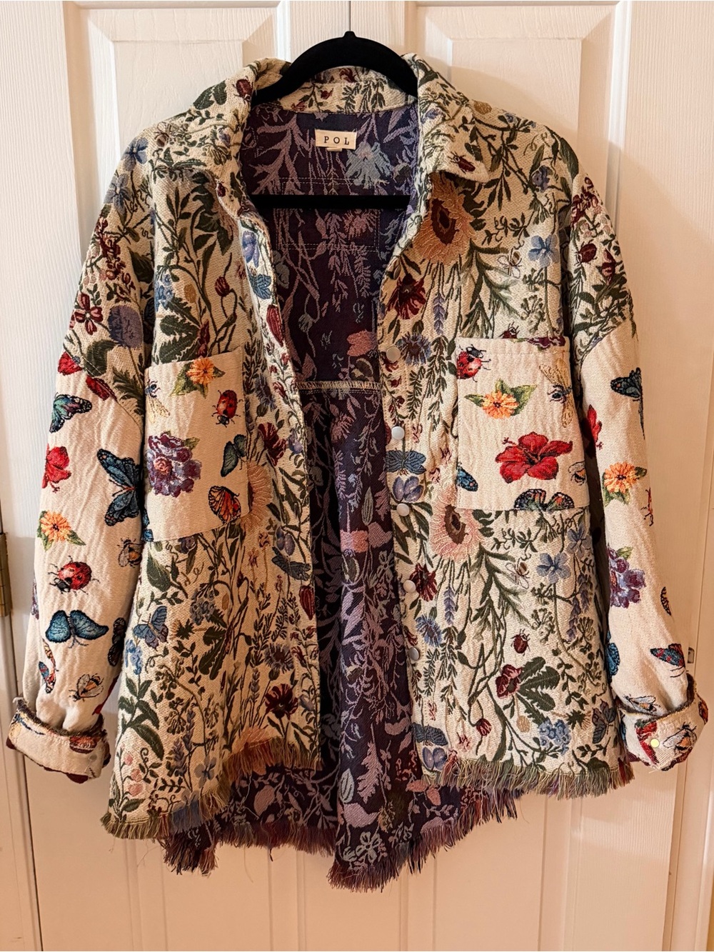 POL Floral & Butterfly Embroidered Cream Jacket - Picture 3 of 6
